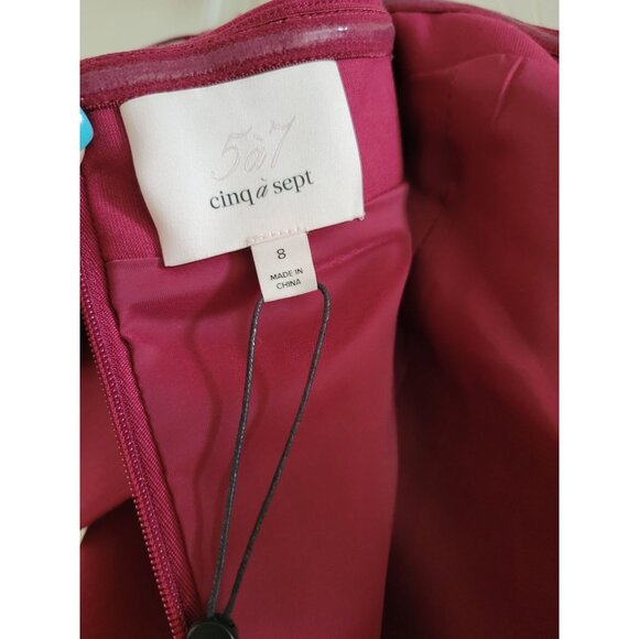 Cinq a Sept Elva Burgundy off the shoulder mini dress NEW size 8 Holiday - Picture 5 of 9